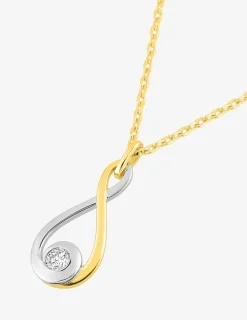 Collier motif fantaisie bicolore plaqué or, rhodium et oxyde de zirconium SO OR