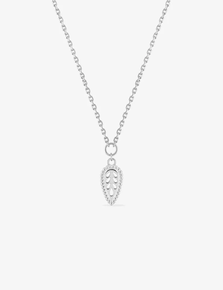 Collier motif feuille en argent 925 ‰ rhodié SO OR