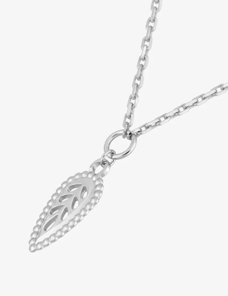 Collier motif feuille en argent 925 ‰ rhodié SO OR