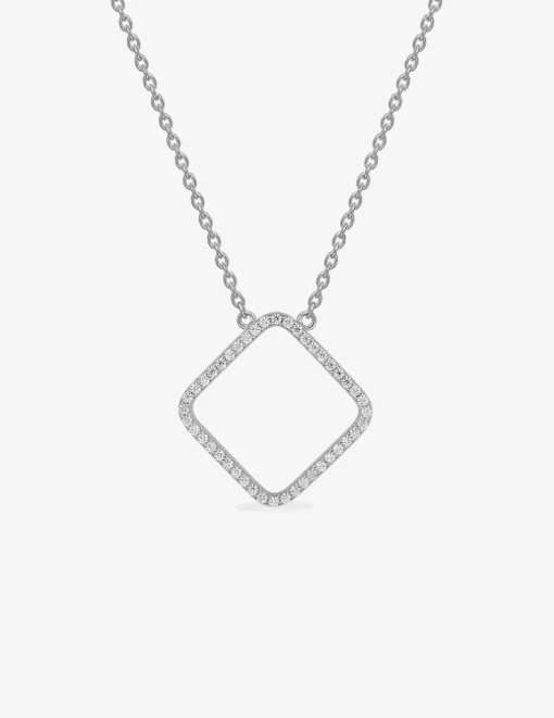 Collier motif losange en argent 925 ‰ rhodié et oxydes de zirconium SO OR