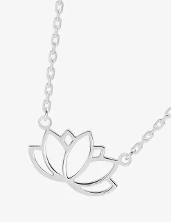 Collier motif nénuphar en argent 925 ‰ rhodié SO OR