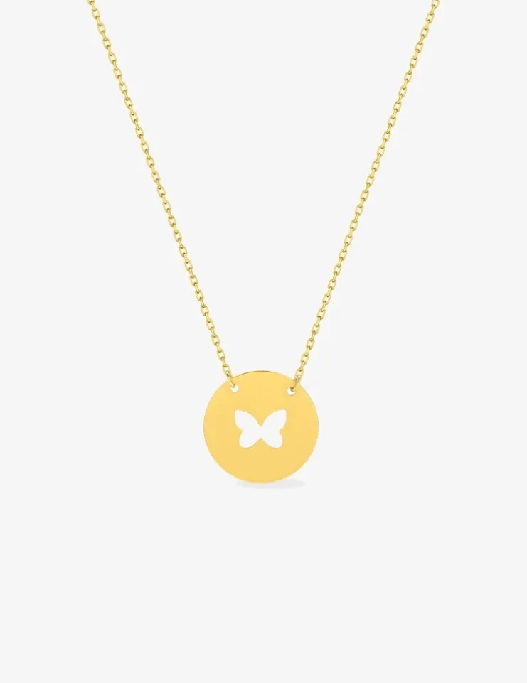 Collier motif papillon or jaune 375 ‰ SO OR