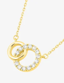 Collier motifs ronds or jaune 750 ‰, oxyde de zirconium et rhodium SO OR