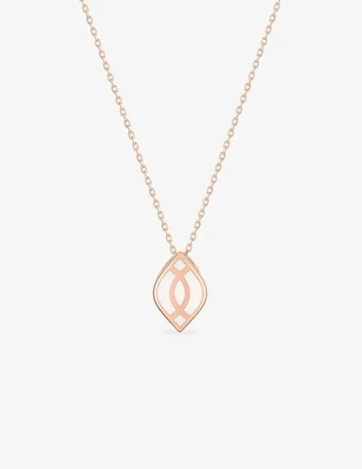 Collier Ondine Or rose 375‰, motif laque ivoire SO OR