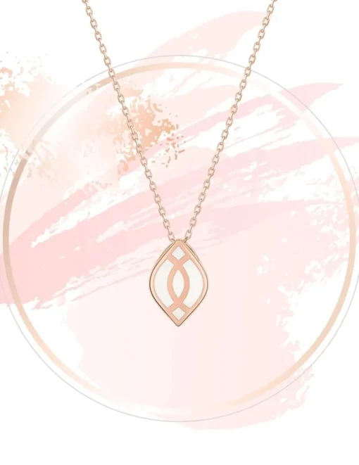 Collier Ondine Or rose 375‰, motif laque ivoire SO OR