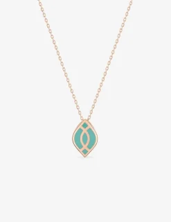 Collier Ondine Or rose 375‰, motif laque verte aqua SO OR