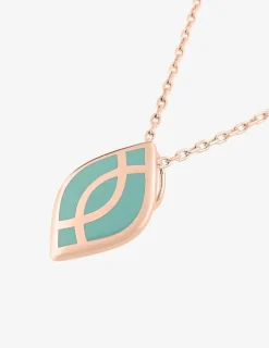 Collier Ondine Or rose 375‰, motif laque verte aqua SO OR