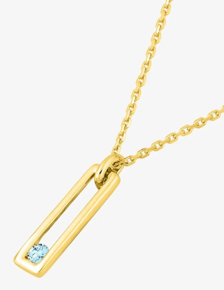 Collier or 375 ‰ avec pendentif rectangle et topaze bleu SO OR