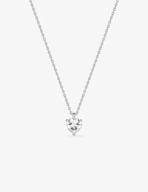 Collier or 750 ‰ blanc avec oxyde de zirconium en cœur SO OR