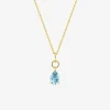 Collier or 750 ‰ jaune avec topaze bleue en amande SO OR