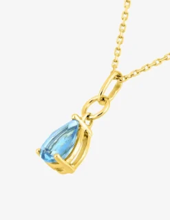 Collier or 750 ‰ jaune avec topaze bleue en amande SO OR