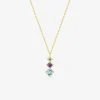 Collier or 375 ‰ jaune avec topaze bleue, améthyste et péridot SO OR
