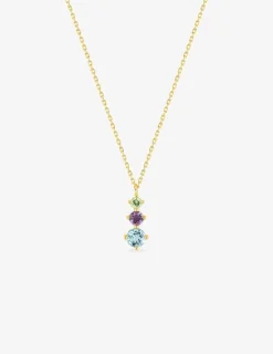 Collier or 375 ‰ jaune avec topaze bleue, améthyste et péridot SO OR
