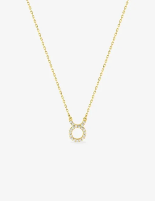 Collier or 750 ‰ jaune, pendentif zodiaque taureau avec oxydes de zirconium SO OR