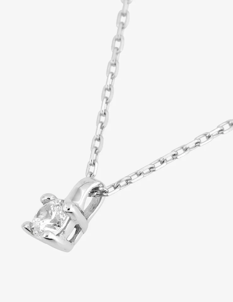 Collier or blanc 375 ‰ et oxyde 3 mm serti quatre griffes SO OR