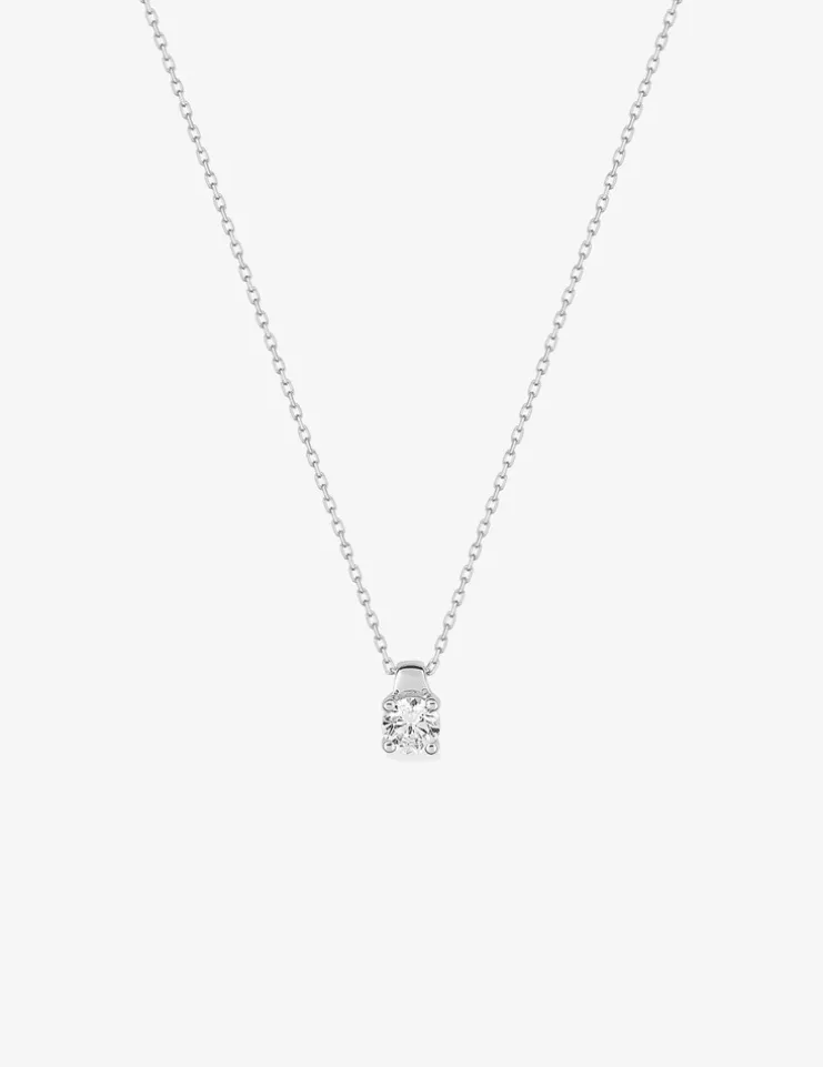 Collier or blanc 375 ‰ et oxyde 3.75 mm serti quatre griffes SO OR