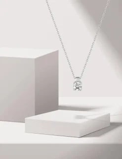 Collier or blanc 375 ‰ et oxyde 3.75 mm serti quatre griffes SO OR