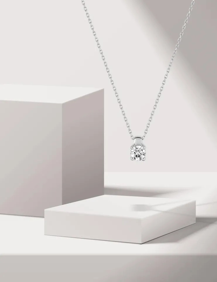 Collier or blanc 375 ‰ et oxyde 3.75 mm serti quatre griffes SO OR