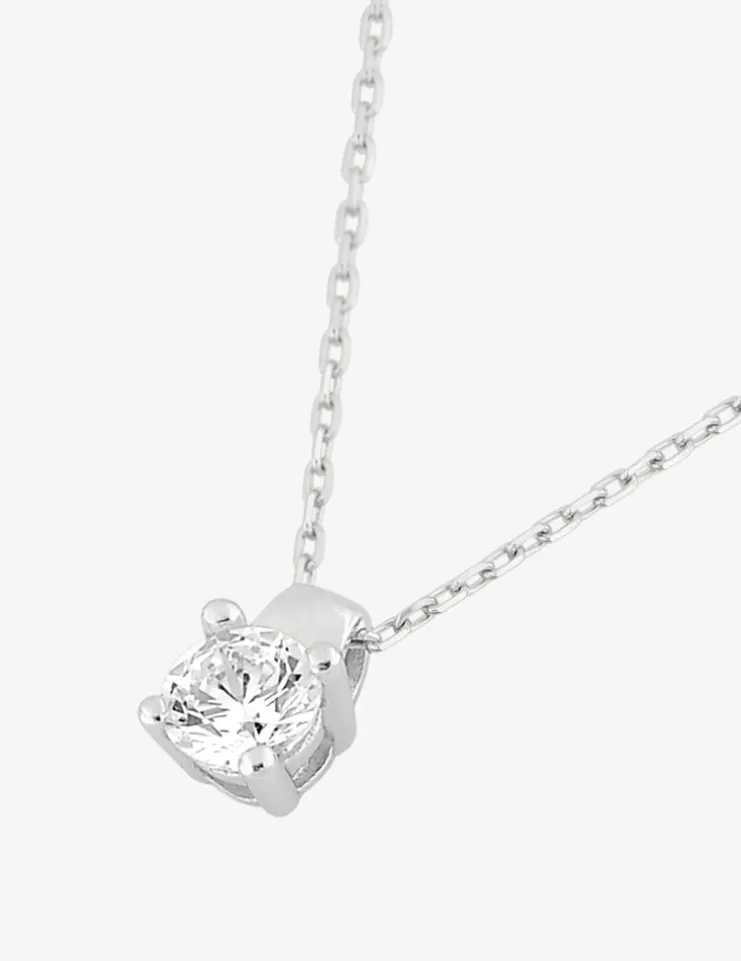 Collier or blanc 375 ‰ et oxyde 3.75 mm serti quatre griffes SO OR