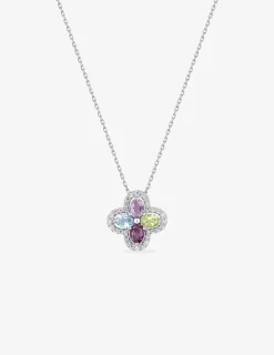 Collier or blanc 375 ‰, multi pierres fines et oxydes de zirconium SO OR