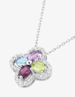 Collier or blanc 375 ‰, multi pierres fines et oxydes de zirconium SO OR