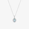 Collier or blanc 375 ‰ oxyde de zirconium et topaze bleue traitée SO OR