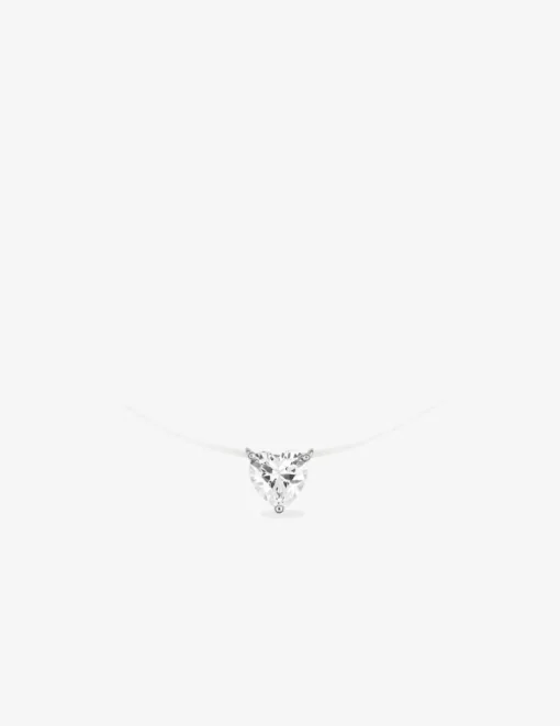 Collier or blanc 375 ‰ oxydes de zirconium cœur et fil nylon SO OR
