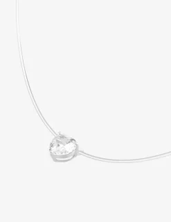 Collier or blanc 375 ‰ oxydes de zirconium cœur et fil nylon SO OR