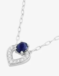 Collier or blanc 375 ‰, saphir et oxyde de zirconium SO OR