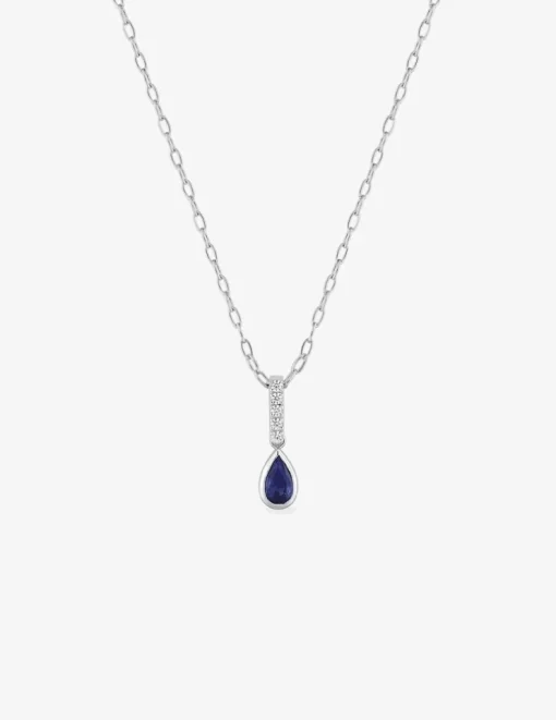 Collier or blanc 375 ‰, saphir, oxyde de zirconium SO OR