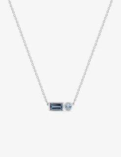 Collier or blanc 750 ‰ topaze bleue traitée SO OR