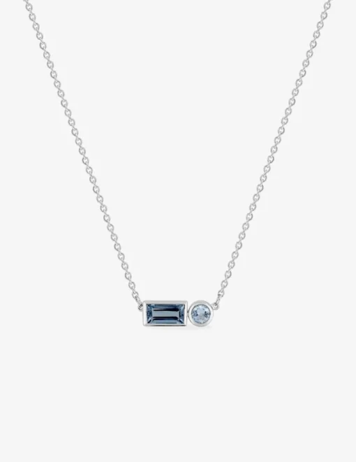 Collier or blanc 750 ‰ topaze bleue traitée SO OR