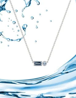 Collier or blanc 750 ‰ topaze bleue traitée SO OR