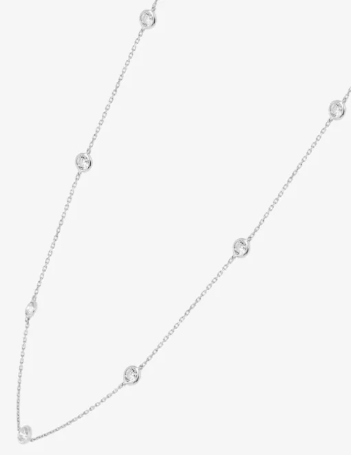 Collier or blanc 375‰ et oxydes de zirconium serti clos SO OR