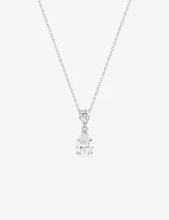 Collier or blanc 750‰ et oxydes de zirconium poire et rond SO OR