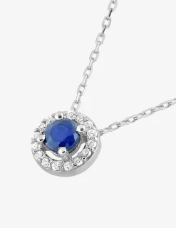 Collier or blanc 375‰, saphir et oxydes de zirconium SO OR