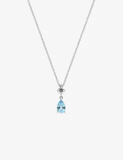 Collier or blanc 375‰ topaze goutte et oxyde fantaisie SO OR