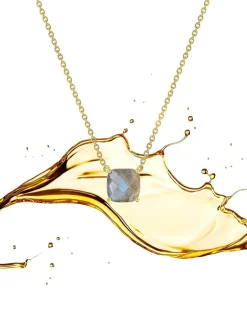 Collier or jaune 750 ‰ et labradorite SO OR