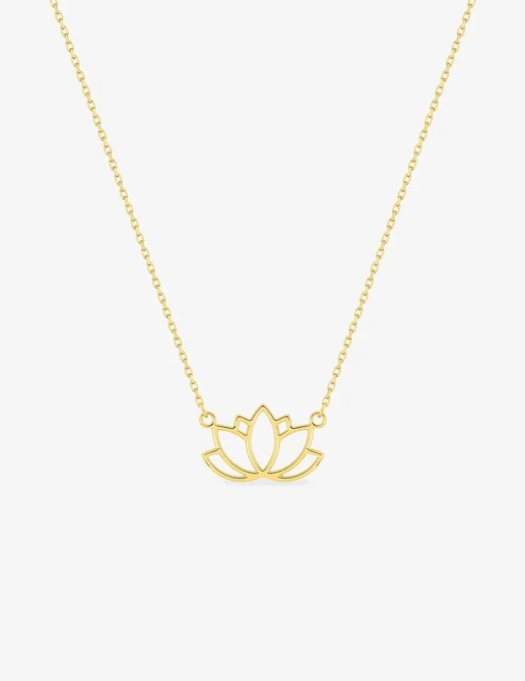 Collier or jaune 375 ‰ et motif fleur de lotus SO OR