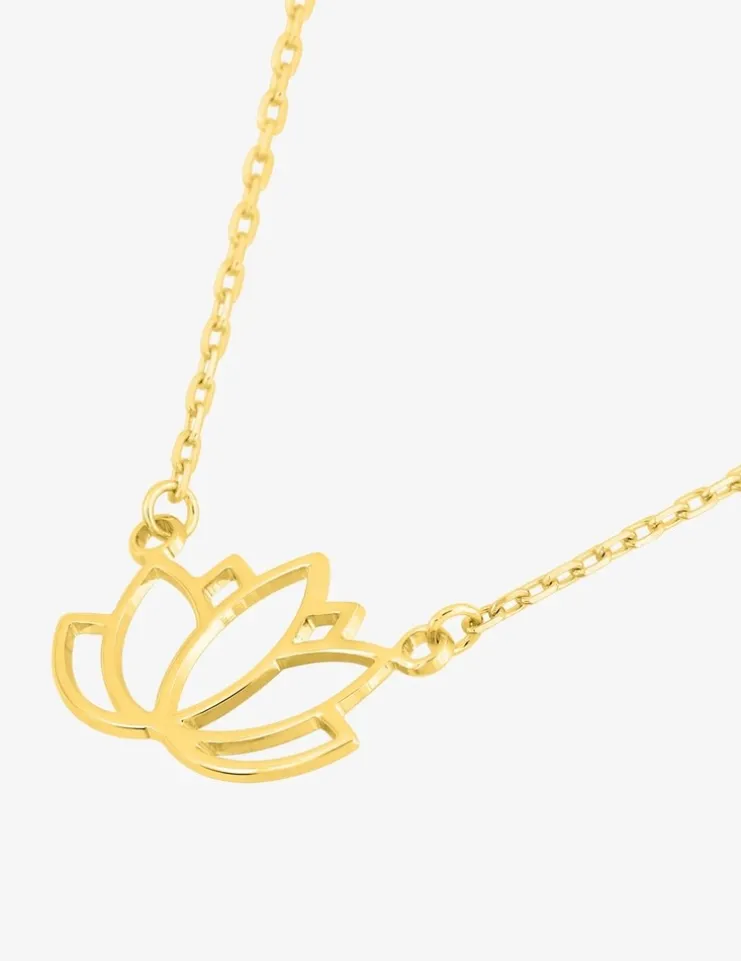 Collier or jaune 375 ‰ et motif fleur de lotus SO OR