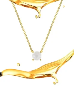 Collier or jaune 750 ‰ et pierre de lune SO OR