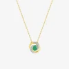 Collier or jaune 375 ‰, émeraude, rhodium et oxyde de zirconium SO OR