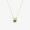 Collier or jaune 750 ‰ oxyde de zirconium, rhodium et émeraude SO OR