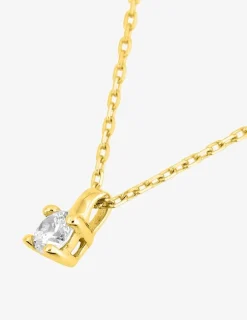 Collier or jaune 375 ‰ oxydes de zirconium 3 mm SO OR