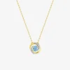 Collier or jaune 375 ‰ rhodium et topaze bleue traitée SO OR