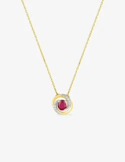 Collier or jaune 750 ‰ rubis et oxyde de zirconium SO OR
