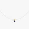Collier or jaune 375 ‰, saphir et fil nylon SO OR