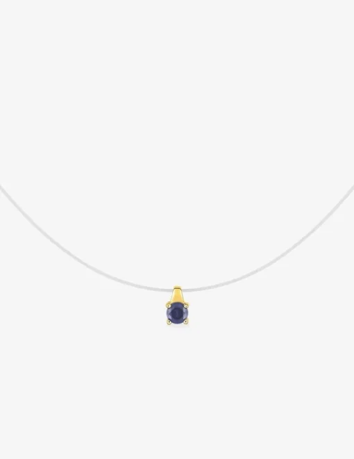 Collier or jaune 375 ‰, saphir et fil nylon SO OR