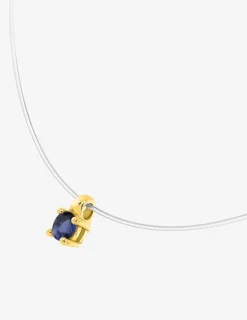 Collier or jaune 375 ‰, saphir et fil nylon SO OR