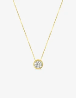 Collier or jaune 375‰ et oxyde de zirconium 5 mm serti clos SO OR